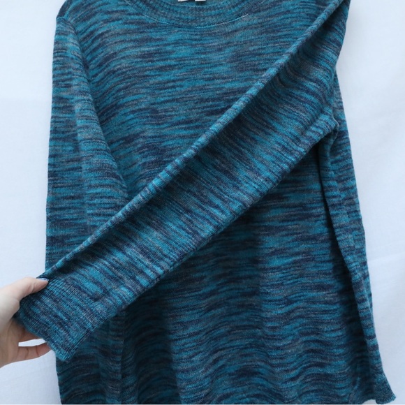 NWT LOFT blue sweater long sleeve knit top XL crewneck heathered wool mohair new - Picture 8 of 9